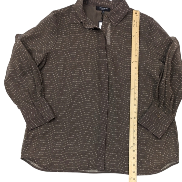 Lafayette 148 Silk Button Up Shirt NEW Womens Medium Brown Sheer Career Blouse - Picture 8 of 11